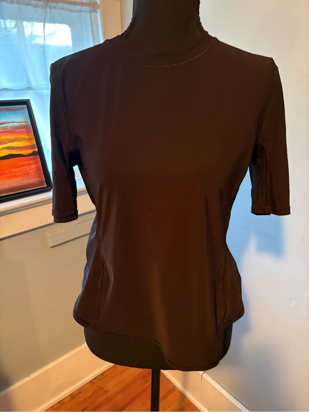 Lululemon UV Protection Fold-Over Running  T shirt Size 6 Black